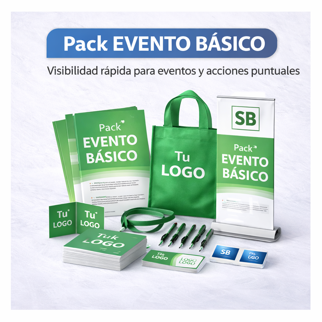 Pack Evento Básico: 1000 flyers A5, roll-up y 100 tarjetas promocionales